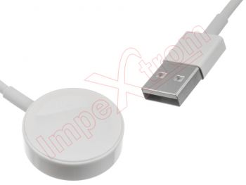 Base de carga / cargador USB inalambrico blanco con carga magnética para reloj inteligente Watch, 2 metros longitud